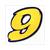 AUTOC.NUMERO-9-JAUNE-BLEU  5.5cm